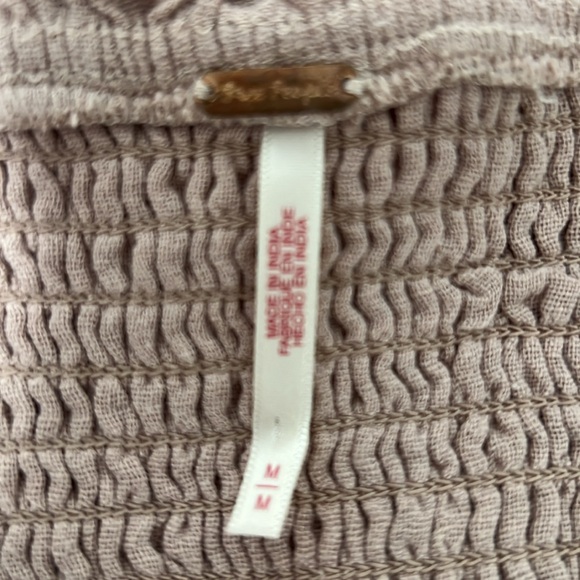 FREE PEOPLE SIZE M HAPPY WITH YOU SMOCKED TIERED MINI DRESS IN MAUVE PINK - Picture 7 of 10